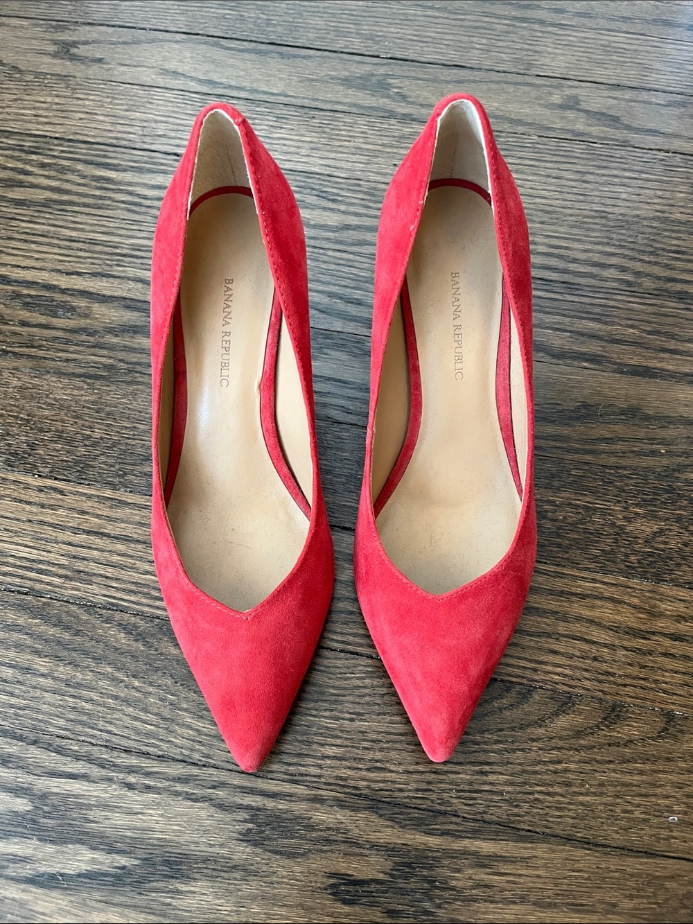 Banana Republic Red Suede Pointed-Toe Pumps